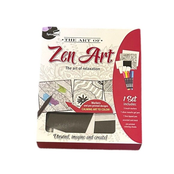 New Zen Art Craft Kit Drawing Set Spicebox Markers Gel Pens Coloring Sheets + - Picture 1 of 2